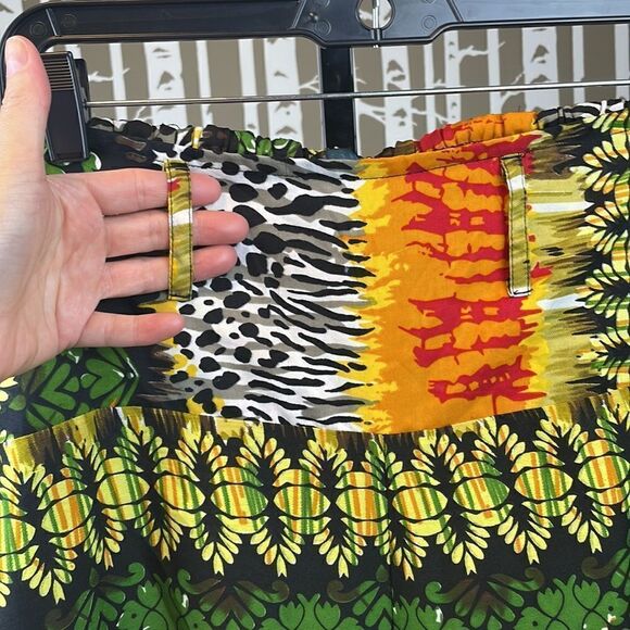 Colorful jungle leopard print high waist wide leg pants 2X - Picture 4 of 16